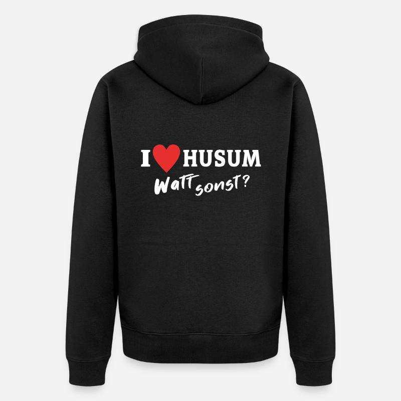 J’aime Husum Liebe Husumer - Veste à capuche bio Premium Unisexe - noir