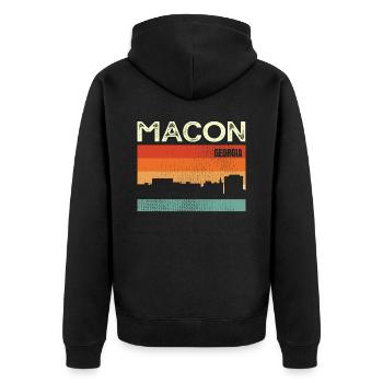 Makon - Unisex Premium Organic Zip Hoodie - black - Back - Nico (187cm)