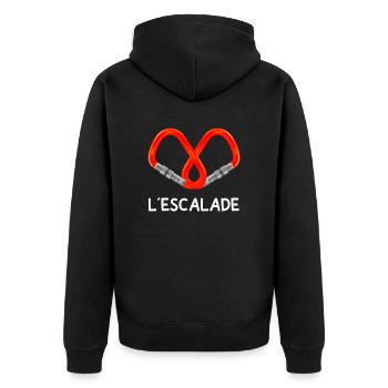 Climbing Mountaineering Mountaineering Alpine Carabiner - Unisex Premium Organic Zip Hoodie - black - Back - Nico (187cm)