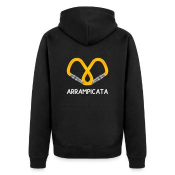 Climbing Mountaineering Mountaineering Alpine Carabiner - Unisex Premium Organic Zip Hoodie - black - Back - Nico (187cm)