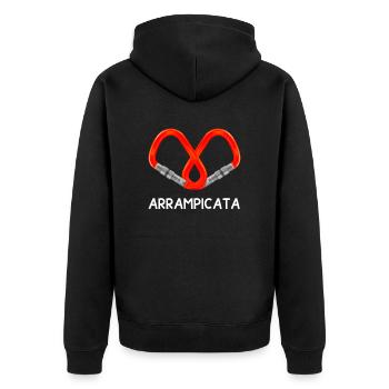 Climbing Mountaineering Mountaineering Alpine Carabiner - Unisex Premium Organic Zip Hoodie - black - Back - Nico (187cm)