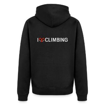 I love climbing Mountaineering Mountain hiking Climbing - Unisex Premium Organic Zip Hoodie - black - Back - Nico (187cm)
