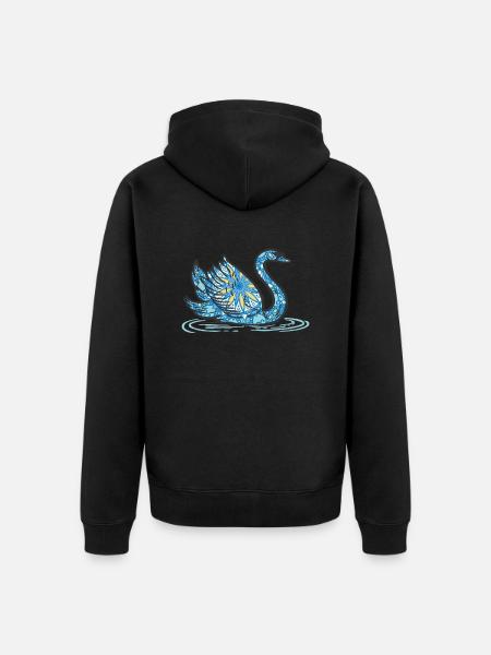 Mandala Swan Geometry Pattern - Unisex Premium Organic Zip Hoodie - black