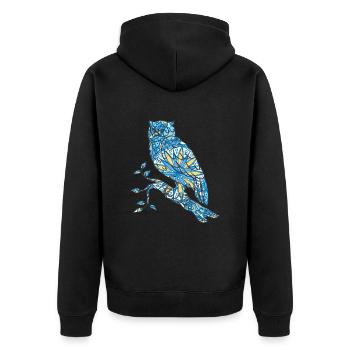 Mandala Owl Geometry Pattern - Unisex Premium Organic Zip Hoodie - black - Back - Nico (187cm)
