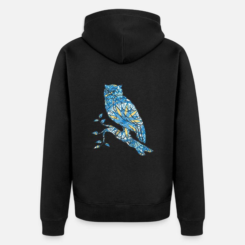 Mandala Eule Geometrie Muster - Unisex Premium Bio Zip Hoodie - Schwarz