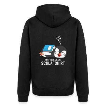 Offizielles Schlafshirt Pyjama Schlafanzug Pinguin - Unisex Premium Bio Zip Hoodie - Schwarz - Hinten - Nico (187cm)