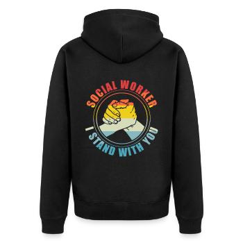 School Social Work Month Retro - Unisex Premium Organic Zip Hoodie - black - Back - Nico (187cm)