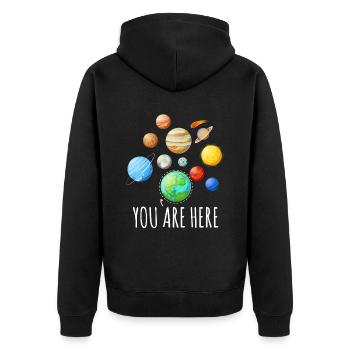 Vous êtes ici Planète Astronaute Espace - Veste à capuche bio Premium Unisexe - noir - Dos - Nico (187cm)