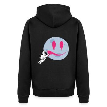 Moon Astronaut Graffiti Space - Unisex Premium Organic Zip Hoodie - black - Back - Nico (187cm)