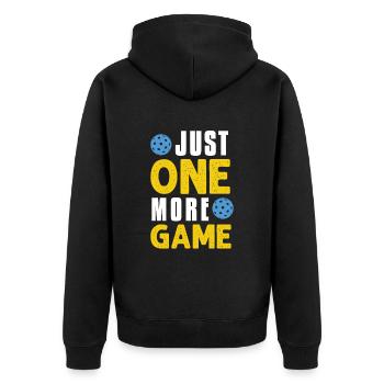 Just One More Game Funny Pickleball - Unisex Premium Organic Zip Hoodie - black - Back - Nico (187cm)