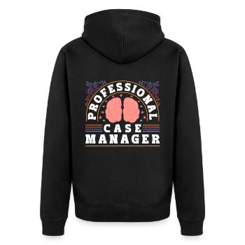 Mois du travail social à l’école Cerveau - Veste à capuche bio Premium Unisexe - noir - Dos - Nico (187cm)
