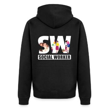 Mois du travail social scolaire Sw Social - Veste à capuche bio Premium Unisexe - noir - Dos - Nico (187cm)