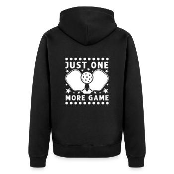 Just One More Game Funny Pickleball - Unisex Premium Organic Zip Hoodie - black - Back - Nico (187cm)