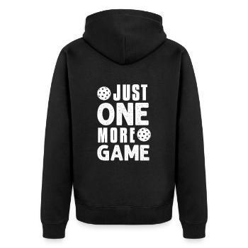 Just One More Game Funny Pickleball - Unisex Premium Organic Zip Hoodie - black - Back - Nico (187cm)