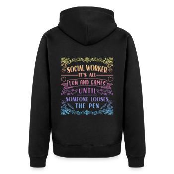 School Social Work Month - Unisex Premium Organic Zip Hoodie - black - Back - Nico (187cm)