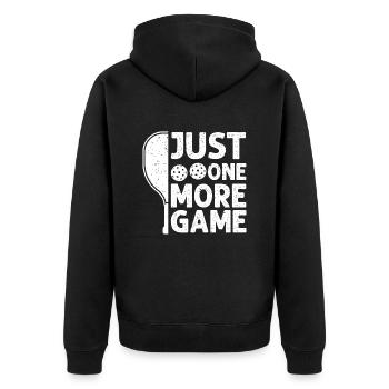 Just One More Game Funny Pickleball - Unisex Premium Organic Zip Hoodie - black - Back - Nico (187cm)