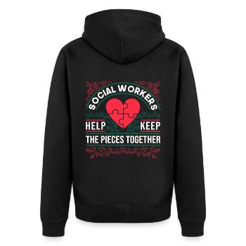 School Social Worker Month Heart - Unisex Premium Organic Zip Hoodie - black - Back - Nico (187cm)