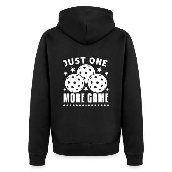 Just One More Game Funny Pickleball - Unisex Premium Organic Zip Hoodie - black - Back - Nico (187cm)