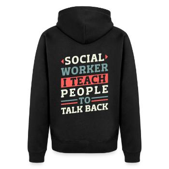 School Social Work Month Retro - Unisex Premium Organic Zip Hoodie - black - Back - Nico (187cm)