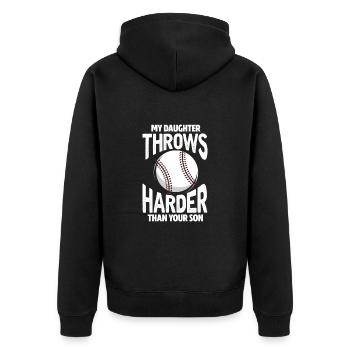 Softball Tochter Baseball Vater Mutter Geschenk - Unisex Premium Bio Zip Hoodie - Schwarz - Hinten - Nico (187cm)