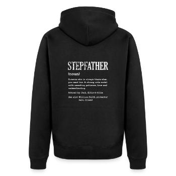 Stiefvater - Unisex Premium Bio Zip Hoodie - Schwarz - Hinten - Nico (187cm)