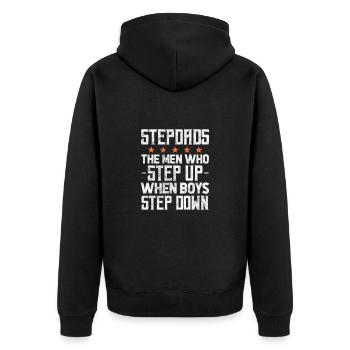Stiefvater - Unisex Premium Bio Zip Hoodie - Schwarz - Hinten - Nico (187cm)