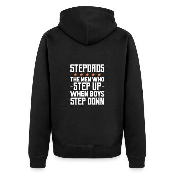 Stepfather Father Stepdad Papa Father's Day Gift - Unisex Premium Organic Zip Hoodie - black - Back - Nico (187cm)