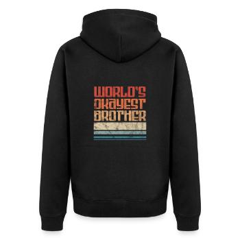 Grosser Bruder Geschwister Schwester Geschenk - Unisex Premium Bio Zip Hoodie - Schwarz - Hinten - Nico (187cm)