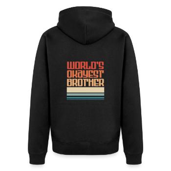 Bruder - Unisex Premium Bio Zip Hoodie - Schwarz - Hinten - Nico (187cm)