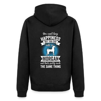 Reiten - Morgan Pferd - Unisex Premium Bio Zip Hoodie - Schwarz - Hinten - Nico (187cm)