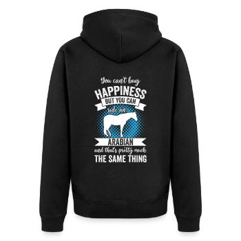 Reiten - Arabisches Pferd - Unisex Premium Bio Zip Hoodie - Schwarz - Hinten - Nico (187cm)