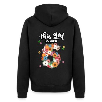 Cette fille est maintenant 6 fleurs colorées 6. - Veste à capuche bio Premium Unisexe - noir - Dos - Nico (187cm)