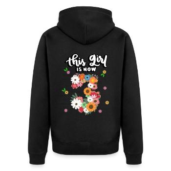 Cette fille est maintenant 3 fleurs colorées 3. - Veste à capuche bio Premium Unisexe - noir - Dos - Nico (187cm)