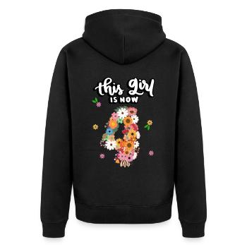 Cette fille est maintenant 4 fleurs colorées 4. - Veste à capuche bio Premium Unisexe - noir - Dos - Nico (187cm)