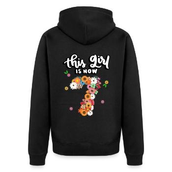 Cette fille est maintenant 7 fleurs colorées 7. - Veste à capuche bio Premium Unisexe - noir - Dos - Nico (187cm)