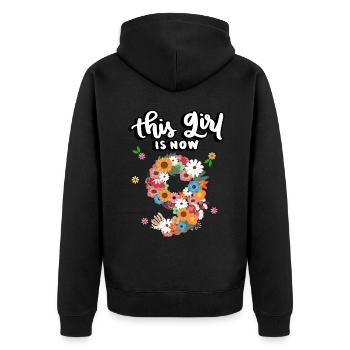 Cette fille est maintenant 9 Fleurs Colorées 9. - Veste à capuche bio Premium Unisexe - noir - Dos - Nico (187cm)