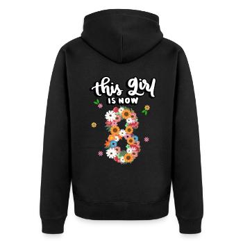 Dieses Mädchen Ist Jetzt 8 Bunte Blumen 8. - Unisex Premium Bio Zip Hoodie - Schwarz - Hinten - Nico (187cm)