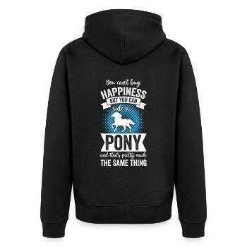 Riding - Pony Horse - Unisex Premium Organic Zip Hoodie - black - Back - Nico (187cm)