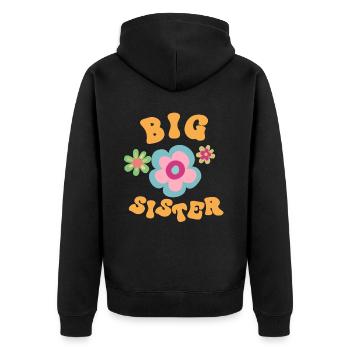 Big Sister Adorable Cluster Of Flowers Bloom - Unisex Premium Bio Zip Hoodie - Schwarz - Hinten - Nico (187cm)