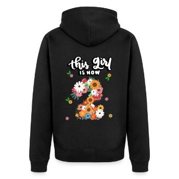 This girl is now 2 colorful flowers 2. - Unisex Premium Organic Zip Hoodie - black - Back - Nico (187cm)