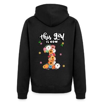 Cette fille a maintenant 1 ans, Colorful Flowers 1. - Veste à capuche bio Premium Unisexe - noir - Dos - Nico (187cm)