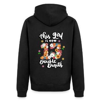 Dieses Mädchen Ist Jetzt 13 Double Digits Floral - Unisex Premium Bio Zip Hoodie - Schwarz - Hinten - Nico (187cm)