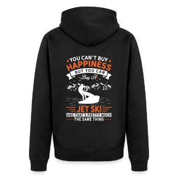 Glück Kann Man Nicht Kaufen, Außer Jetski - Unisex Premium Bio Zip Hoodie - Schwarz - Hinten - Nico (187cm)