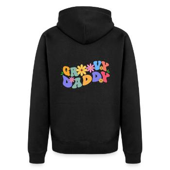 Groovy Daddy Bloom Floral Theme Colorful Leisure - Unisex Premium Organic Zip Hoodie - black - Back - Nico (187cm)
