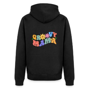 Groovy Mama Bloom Floral Theme Colorful Leisure - Unisex Premium Organic Zip Hoodie - black - Back - Nico (187cm)