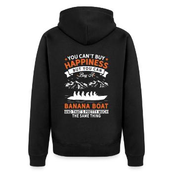 You can't buy happiness, but banana boat - Unisex Premium Organic Zip Hoodie - black - Back - Nico (187cm)