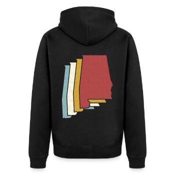 US-Bundesstaat - Vintage Karte Alabama - Unisex Premium Bio Zip Hoodie - Schwarz - Hinten - Nico (187cm)
