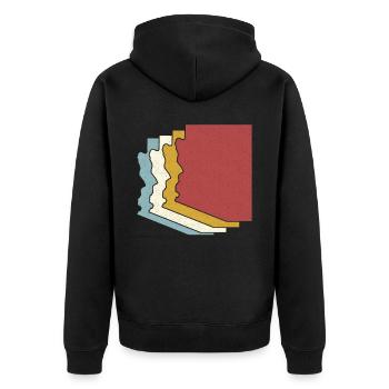 USA-Staat - Vintage Karte Arizona - Unisex Premium Bio Zip Hoodie - Schwarz - Hinten - Nico (187cm)