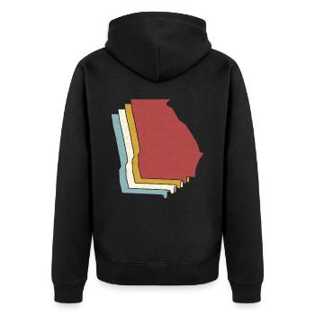 USA State - Vintage Map Georgia - Unisex Premium Organic Zip Hoodie - black - Back - Nico (187cm)