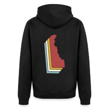 USA State - Vintage Map Delaware - Unisex Premium Bio Zip Hoodie - Schwarz - Hinten - Nico (187cm)